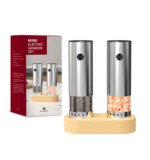 KYMQ-82A-BS Mini Rechargeable Electric Salt and Pepper Grinder Set with Wooden Base & Adjustable Coarseness | OEM Manufacturer - 图片 13