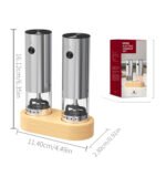 KYMQ-82A-BS Mini Rechargeable Electric Salt and Pepper Grinder Set with Wooden Base & Adjustable Coarseness | OEM Manufacturer - 图片 11