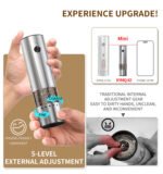 KYMQ-82A-BS Mini Rechargeable Electric Salt and Pepper Grinder Set with Wooden Base & Adjustable Coarseness | OEM Manufacturer - 图片 8