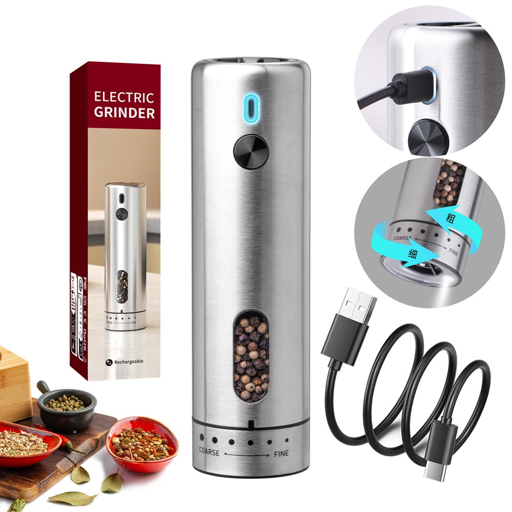 1.jpg KYMQ-75A | Rechargeable Stainless Steel Salt and Pepper Grinder with Adjustable Coarseness - 图片 1