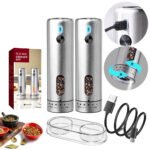 KYMQ-75A-BS | Rechargeable Stainless Steel Salt and Pepper Grinder Set with Charging Base