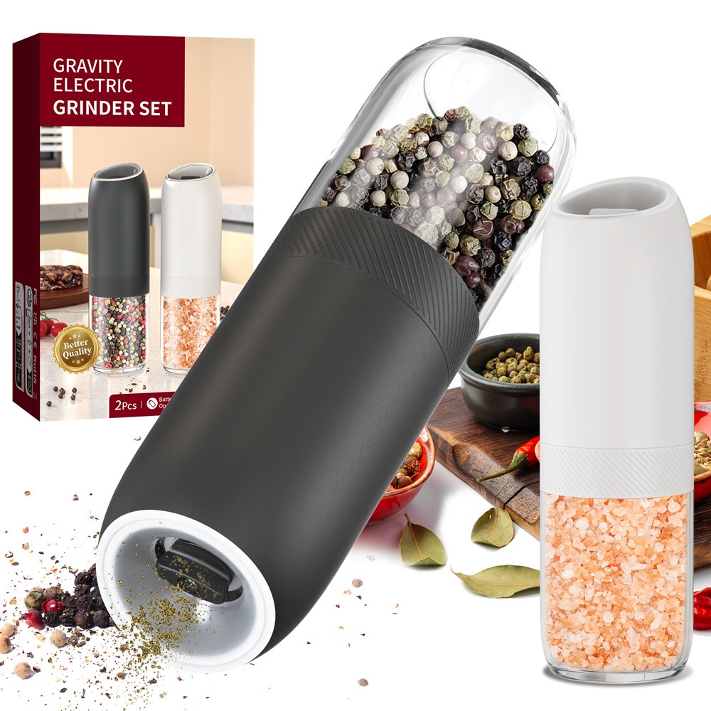 61B主图-黑白-1000.jpg KYMQ-61B Battery-Operated Gravity Salt and Pepper Grinder | Gravity Sensing OEM Manufacturer - 图片 1